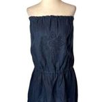 Heidi Klein Dress Women Medium Navy Blue Embroidered Strapless Mini Boho Coastal Photo 0