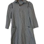 ZARA Black White Houndstooth V Neck Mini Dress Womens Sz XS Long Sleeve Photo 0