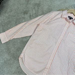 Lands' End Lands’End Women’s Butto Down Shirt Top Stripes Classic Longsleeve White Orange M Photo 4