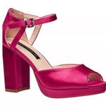French Connection Women's Platform Peep Toe Pumps NEW Bright pink satin Size 11 Photo 0