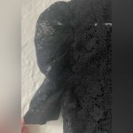 Valentine black lace thong bodysuit, high neck, front opening, elbow sleeves; M Size M Photo 1