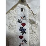 Alphorn Trachten Vintage Embroidered Floral Lace Trim Button Down Shirt Size 36 Size L Photo 3