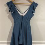 Swimsuit modest dress like NEW flutter sleeve cut out peek a boo small no tags Blue Photo 2