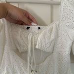 Corset Style Waist Floral Eyelet White Mini Dress Size M Photo 5