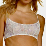 Intimately by Free People So Into You Embroidered Bralette In White Size S‎ Pink Photo 0