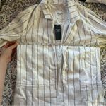 Abercrombie & Fitch New Linen blend Striped Blazer small white black pinstripe Photo 7