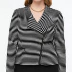 Alice Hope Black and White Striped Blazer (1002) Size L Photo 0