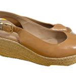 Arturo Chiang  Wedge Straw Heels Tan Patent Leather Open Toe Sling Back 9.5 Women Photo 3