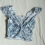 Midnight sky Elegant Blue and White Blouse Photo 0