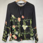Ted Baker London Secret Trellis Black Floral Long Sleeve Blouse Size 2 Photo 10