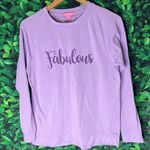 Isaac Mizrahi “Fabulous” long sleeve graphic purple sweatshirt / top S Photo 9