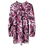 Kaari Blue  size medium hi low tunic purple floral pattern elastic cuff sleeve Photo 5