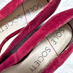 Sole Society  | Red Corduroy Pointed Brown Block Short Heel | Size 9 Photo 5