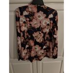 D2 D by Diane Floral Print Button Up Long Sleeve Top Women's Black Photo 3