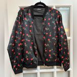 Motel Rocks  Rose Floral Black Bomber Jacket Pinup Retro Rockabilly Size Small S Photo 2