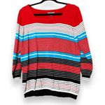 Joseph  A. women’s size large Striped Red and Blue Sweater 3/4 sleeves pullover Photo 7