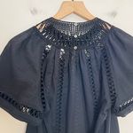 Zimmermann - Short Sleeve Laser Cut Embroidered  Black Blouse Business Career Photo 6