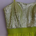 Cache Bright Green Sequin Chiffon Strapless High-Low Maxi/Mini Dress Size 4 Lime Photo 4