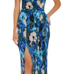 Dress the Population NWT  Bella Dress One Shoulder Blue Floral Maxi Size S Photo 0