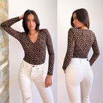ASTR Lulus plunge Deep V leopard animal print bodysuit Photo 7