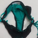 California Waves  2pc Black Crochet Lace Over Teal Bikini Set Photo 6