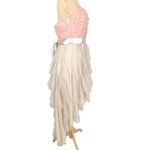 Teeze Me Flirty Feminine Strapless Hi Low Ruffle Coquette Dress SZ 13 Pink Beige Photo 3