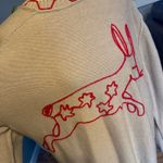 Free People We The Free Graphic Crewneck Sweater Embroidered Bunny XS Photo 7