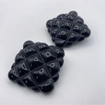 Vintage Huge Black Square Pineapple Textured Shoe Clips Photo 4
