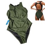 Cupshe NEW SWIMSUIT Women's LG Tummy Control High Neck Hook Mesh Back One Piece Photo 9