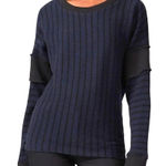 MM6 Maison Margiela Long Sleeve Striped Knit Ribbed Sweater Navy‎ Blue M Black Size XL Photo 0