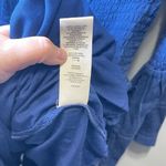 Free People  Counting Daisies Navy Floral Embroidered‎ Off Shoulder Dress Size S Photo 7