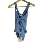 BECCA by Rebecca virtue BECCA Helena Plunge Coastline Blue One Piece Strappy Tie Back Swimsuit Size M Photo 10