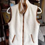 Old Navy  Sherpa Fleece Vest - Cream and Brown twill piping sz XS Photo 0