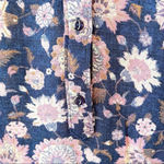 Lucky Brand Tunic Top Navy Pink Floral Size Medium Boho Lightweight Summer Shirt Photo 4