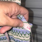 NWOT STINE GOYA Blue Beige Striped Smocked Mini Dress Large Photo 3