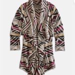 Lucky Brand ‎ Intarsia Open Waterfall Cardigan Women's Small Boho Sweater Western Photo 4