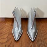 Karl Lagerfeld  PARIS Cyron Leather‎ Stiletto Booties Silver 8.5 Photo 2