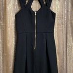 Betsey Johnson black textured cage neck fit and flare dress, size 8 EUC Photo 1