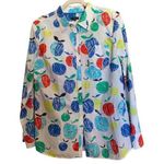 Talbots  Womens Size Large Multicolor Apple Novelty Artsy Print Button Up Shirt Photo 0