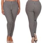 NTM: Brand New Design USA Black & White Houndstooth Print Leggings Sz 0X Photo 5