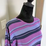 Talbots Vintage Y2K  Long Sleeve Purple Blue Crewneck Sweater Shirt Knit Stripes Photo 3