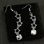 Hello Kitty  Licensed Silver Plated Star Shaped Dangle Earrings NWT Photo 2