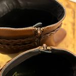 American Eagle Braided Buckle Side Zipper Carmel Brown Boots Heels 3 3/4” Photo 9