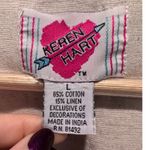 Vintage Keren Hart Beige Floral Embroidered Linen Cotton Cottagecore Vest Large Photo 2