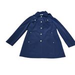 London Fog Water Resistant Navy Gold Accents Hooded Trench Coat Medium Photo 1