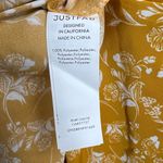 JustFab  Dress Yellow Floral Satin Y2K Maxi VNeck Wedding Beach Summer XL Photo 5