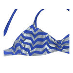 Aerie  Womens Swimwear Bikini‎ Top Size Small Blue Silver Striped Swim Photo 2