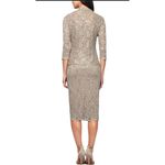Alex Evenings  Lace Sequin Sheath Dress and Jacket Size 8Petite Gold Formal Event Photo 1