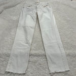 Free People Womens White Jeans Sz 25 Raw Hem Mid Rise Button Fly Boho Indie Photo 1