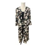 Siren Lily  2 Piece Tank Dress & Cardigan Size L Black Floral Long Bell-Sleeve Photo 6